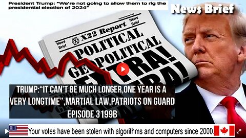 Ep. 3199b-Trump:“It Can’t Be Much Longer,One Year Is A Very Longtime”,Martial Law,Patriots On Guard