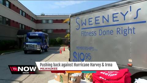 Local gym pushes bus to raise funds for hurricane relief