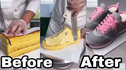 How to make Shoe cake || Making cake looks like real shoe