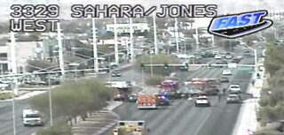 Fatal crash closes travel lanes on Sahara Avenue