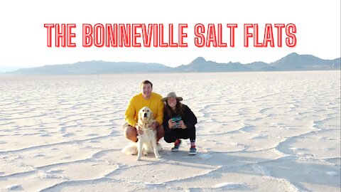 Drone video at sunset over the Bonneville Salt Flats in Utah