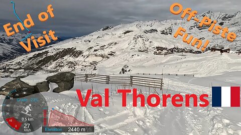 [4K] Skiing Val Thorens Les3Vallées, End of Day Off-Piste Fun - End of Visit, France, GoPro HERO11