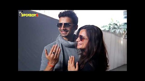 Newly Married 'Mirzapur 2' actor Priyanshu Painyuli with wife Vandana Joshi at the Airport