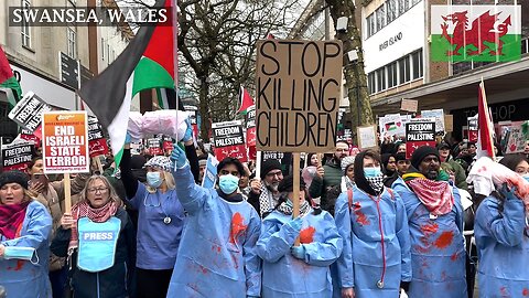 March Pro-PS Protesters, Swansea March for Palestine