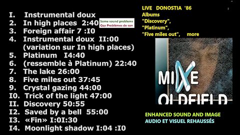 Mike OLDFIELD Live Donostia '86 ENHANCED sound and image + Titles added