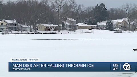 Man dies after falling through ice on Wolverine Lake