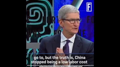 Perfect reason by Tim Cook of Apple Computer why the world uses Chinese Manufacturing capabilities