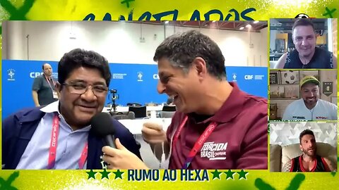 Os Cancelados 06/12/22 - Alexandre Praetzel ajeitando o "microfone" na Copa do Mundo 2022