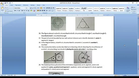 QUESTIONS AND ANSWERS ON CIRCLE PROBLEMS