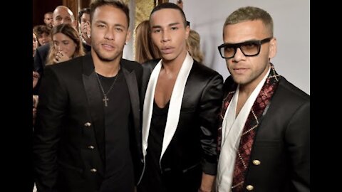 Balmain Paris Fashion Week with Dani Alves And Neymar Jr