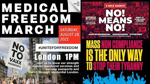 London 'No Means No' Medical Freedom March 28th August 2021