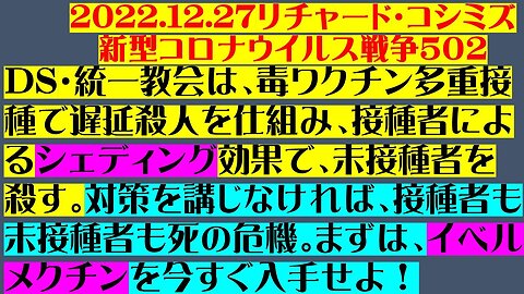 2022.12.27 リチャード・コシミズ新型コロナウイルス戦争５０２