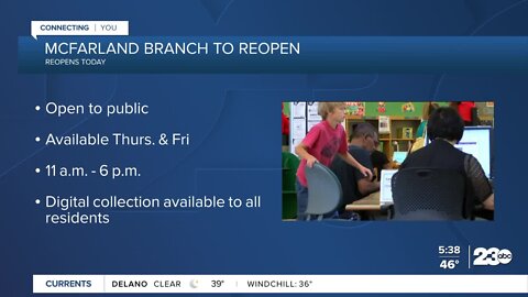 McFarland library branch to reopen