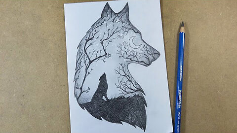 Moonlight Wolf Beautiful drawing / sketching