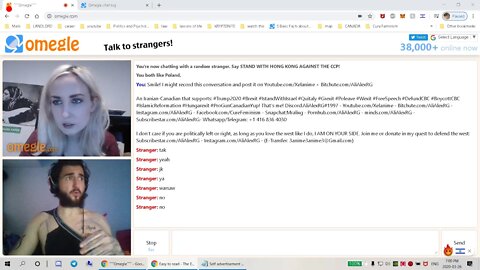 Omegle political adventures. Episode 1: First leftist that's not fat or ugly??!?!