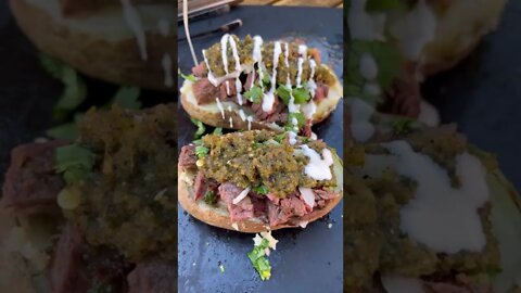 Carne asada loaded baked potatoes