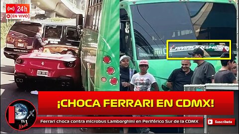 Ferrari choca contra microbús Lamborghini en Periférico Sur de la CDMX