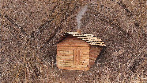 Building Bushcraft Survival Underground Shelter, Warm Stone Bed, Clay Fireplace, Catch and Cook,2022