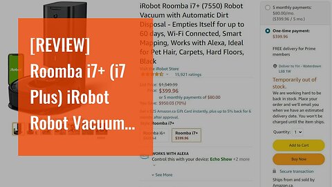 [REVIEW] Roomba i7+ (i7 Plus) iRobot Robot Vacuum (7550) Automatic Dirt Disposal, Ideal for Pet...