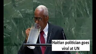 Haitian politician sips from jug of water during speech going viral