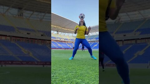 Model Rachel - Football tricks in Stadium