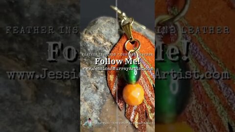 PUMPKIN QUEST, 1 inch leather feather earrings