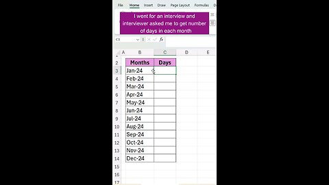 How to Calculate Number of Days in a Month | Microsoft Excel Interview Question #Excel