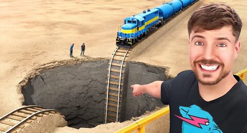 Train Vs Giant Pit #MrBeast #Train