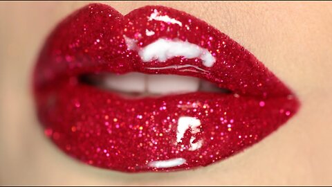 Hot Sexy Red Glitter Lips Makeup Tutorial