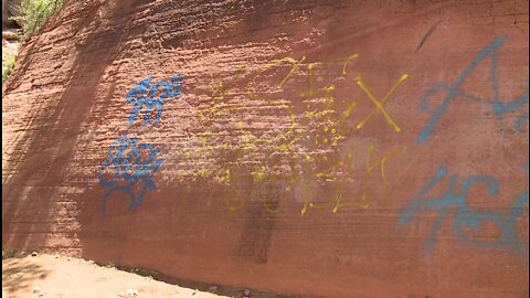 Graffiti vandalism at Red Rock Canyon