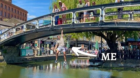 Hanging off Camden Bridge