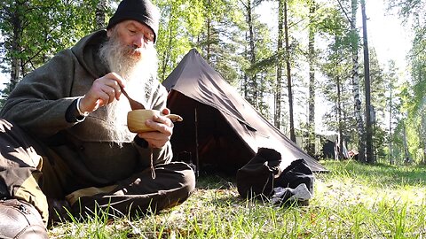 Multi option DIY 3x3m Canvas Tarp and Tarp-tent setup Anthill style ideal for Bushcraft needs