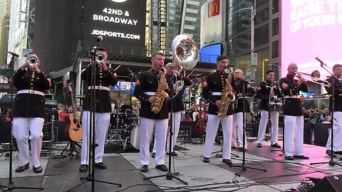 Quantico Marine Brass Band performs at Times Square, New York during Fleet Week