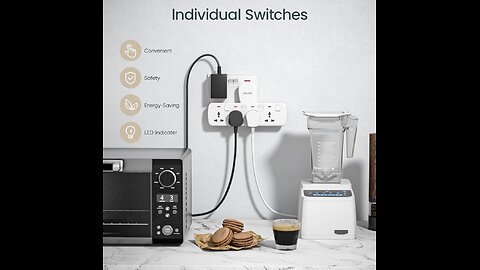 LENCENT Multi Plug Extension Socket with USB, 3 Way Electrical Outlet Extender with 2 USB