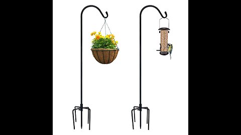 FEED GARDEN Adjustable Outdoor Shepherds Hook Bird Feeder Pole with 5 Prongs Base, 60 Inch Tall...