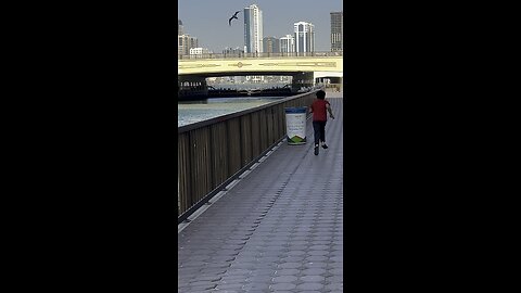 Joyful moments by the Qasba Kanal in Sharjah, UAE