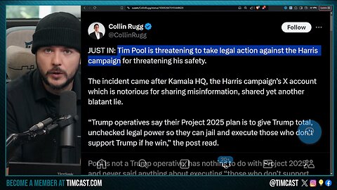 Tim Pool Announces LEGAL ACTION Against Kamala Harris Democrat Campaign For Defamation | TimcastNews