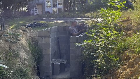 Cellar Walls, One More Layer to go 🧱 #ChamberlinFamilyFarms #masonry #construction #layingblock