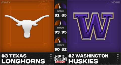 #NCAA24 CFP: Sugar Bowl - (3) Texas Longhorns vs (2) Washington Huskies