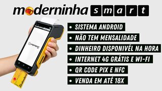 Moderninha Smart! A máquina mais top da PagSeguro! Tem Pix, vende recarga de celular e muito mais!