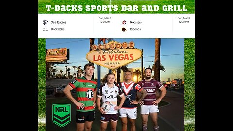 T-Backs Sports Bar and Grill Sports Schedule and Hot Dog Special for Sunday March 03, 2024