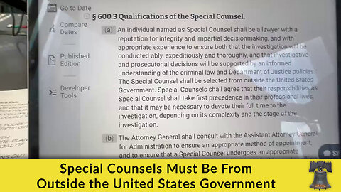 Special Counsels Must Be From Outside the United States Government