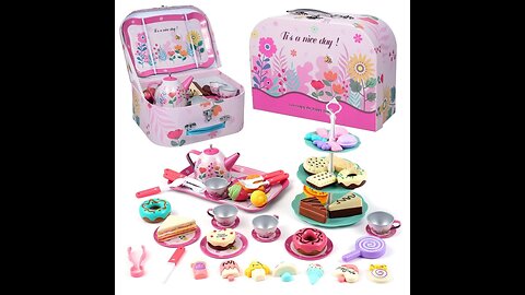 Tea Party Set for Little Girls Kids Tea Set 56pcs Afternoon Tea Dessert Toys Flower Series