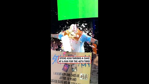 Steve Aoki brings fan on stage to throw a cake at him for the 40th time