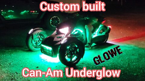 Hand-Built Glowe Industries brand LED underglow on a Can-Am Motorcycle