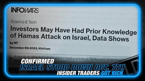 CONFIRMED: Israel Stood Down on October 7th and Insider Traders