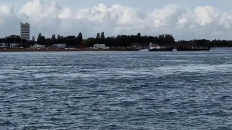 Hayling ferry had to go sideways because of Langstone Harbour current, Eastney to Hayling Island.