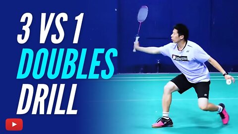 3 vs 1 Doubles Drill - Badminton Lessons from Coach Efendi Wijaya English with Indonesian Subtitles