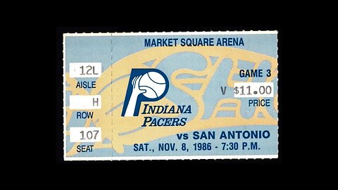 November 8, 1986 - Indiana Pacers Host San Antonio Spurs (Ticket Stub & Images)