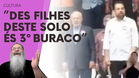 CAMPANHA de BOULOS, com LULA, usa HINO NACIONAL de LINGUAGEM NEUTRA em ATO de CAMPANHÃ, mas COM ERRO